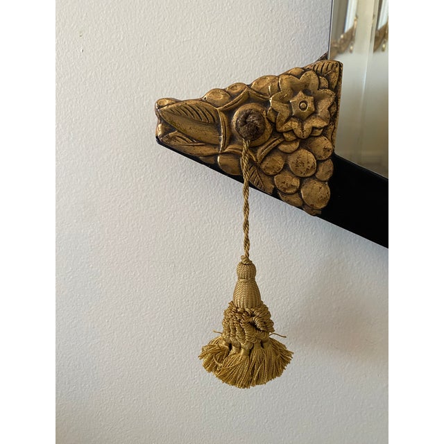 Art Deco 1930s Period French Art Deco Black Lacquered Wood and Gilt Mirror For Sale - Image 3 of 6
