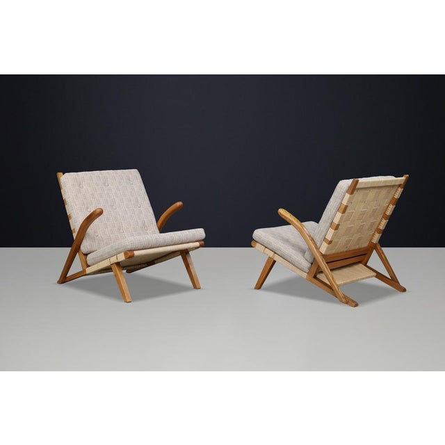 Sculptural Oak Lounge Chairs, Europe, 1960s, Set of 2 For Sale - Image 4 of 14