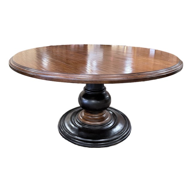 Hekman Round Pedestal Dining Table in Walnut Finish For Sale