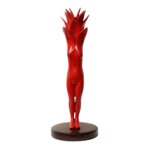 2021 “Red Transition” Contemporary, Red, Mixed Media, Acrylic and Wood Sculpture by Nana De La Fuente