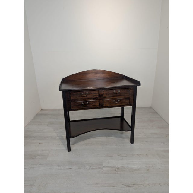 Wooden Desk in Mahogany with Brass Handles, 1960s For Sale - Image 3 of 13