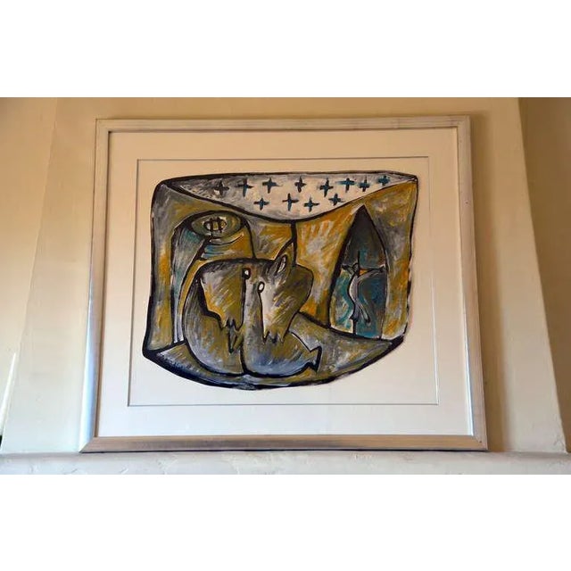 Late 20th Century Contemporary Abstract Framed Gouache on Paper Drawing by Jean-Jacques Blot For Sale - Image 5 of 5