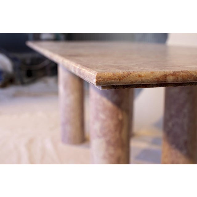 Mid-Century Modern Large Rectangle Dining Table in Coral Portuguese Travertine by My Habitat Design For Sale - Image 3 of 10