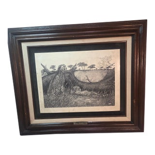 Limited Edition 1982 K. Bell Scrimshaw-Style Wildlife Engravings-Framed Triptych (Editiins Under 14) For Sale