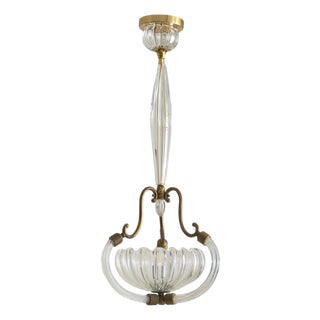 Italian Murano Glass Drop Pendant Attributed to Barovier & Toso, 1940s For Sale
