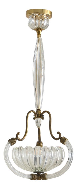Italian Murano Glass Drop Pendant Attributed to Barovier & Toso, 1940s
