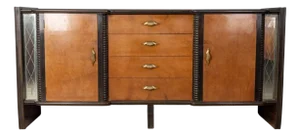 Vintage Art Deco Italian Sideboard in Wood and Glass