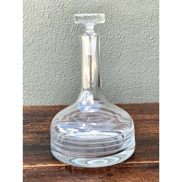 Vintage Etched Glass Decanter With Stopper For Sale - Image 4 of 11