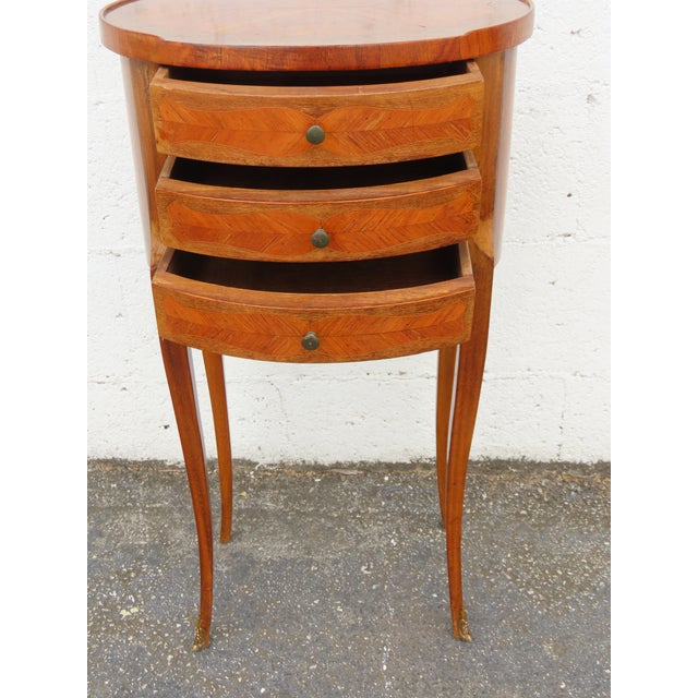 French Early 1900s Inlay Tall Nightstand End Side Table 6316 For Sale In Miami - Image 6 of 16