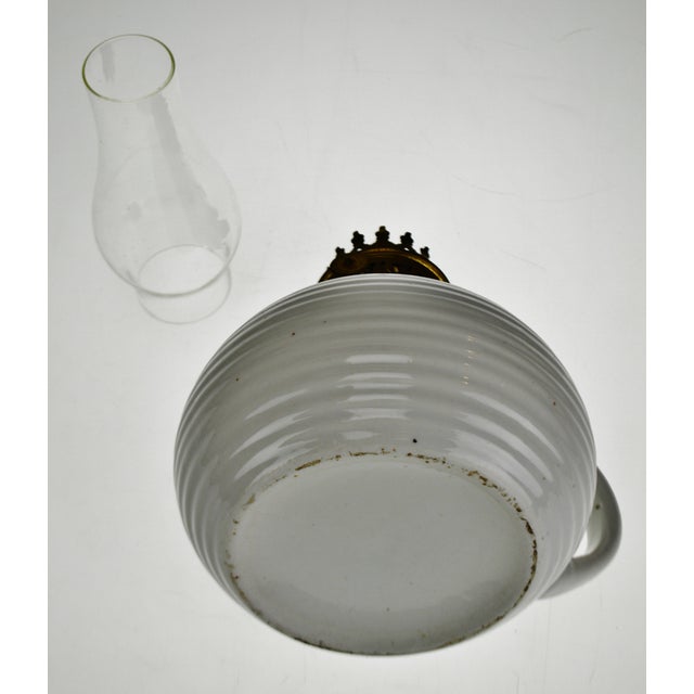 Vintage White Glazed Ceramic Oil Lamp Chairish