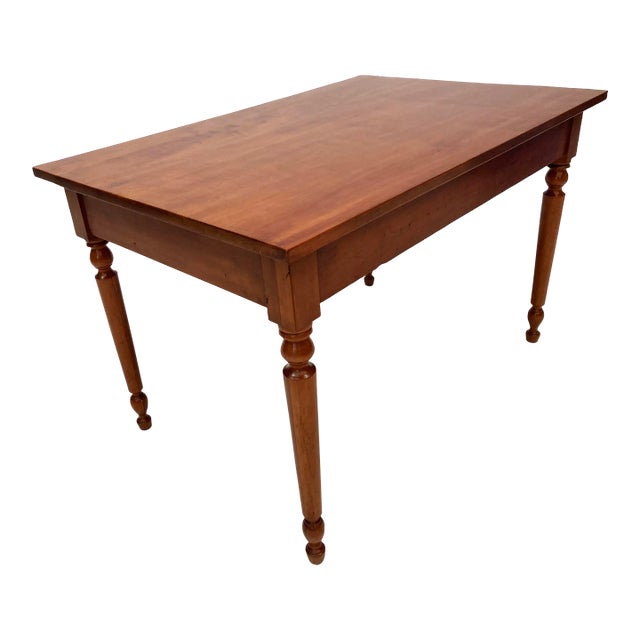 1950s Vintage Cherry Work Table/Desk With Turned Legs For Sale