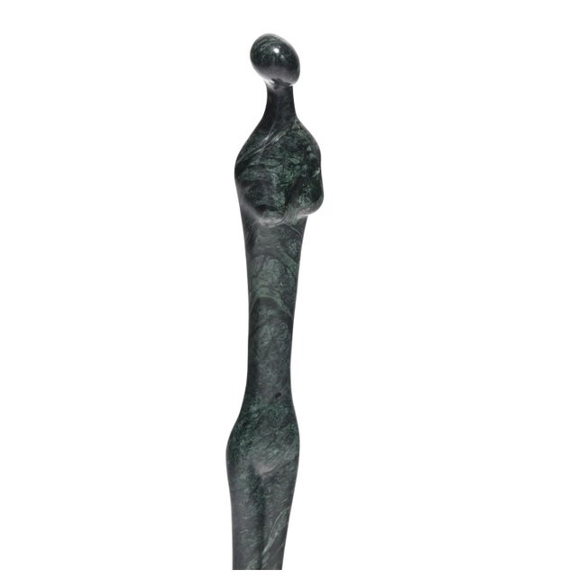 Abstract Tim Rider (Nc, B. 1946), Carved Abstract Figure in Green Marble For Sale - Image 3 of 4