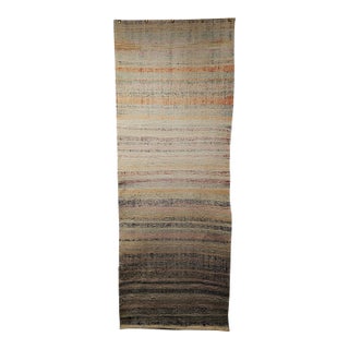 Vintage Turkish Kilim Runner, Handwoven Wool & Cotton, Multicolor Stripe Pattern, 3x8 For Sale