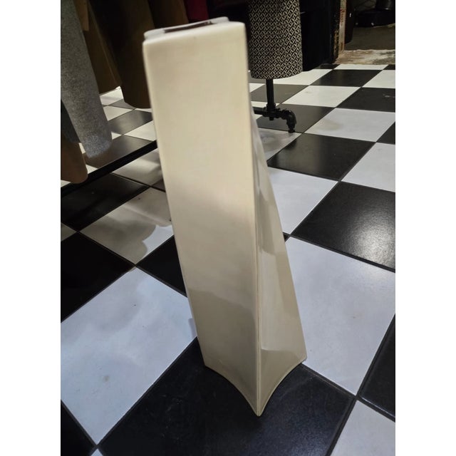 Helix Vase Cream Lacquer Hand Repoussé Copper Base Limited Edition Contemporary Each piece is individually crafted and is...