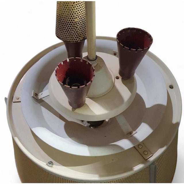 Perforated Steel Hanging Lamp, 1950s For Sale - Image 3 of 6