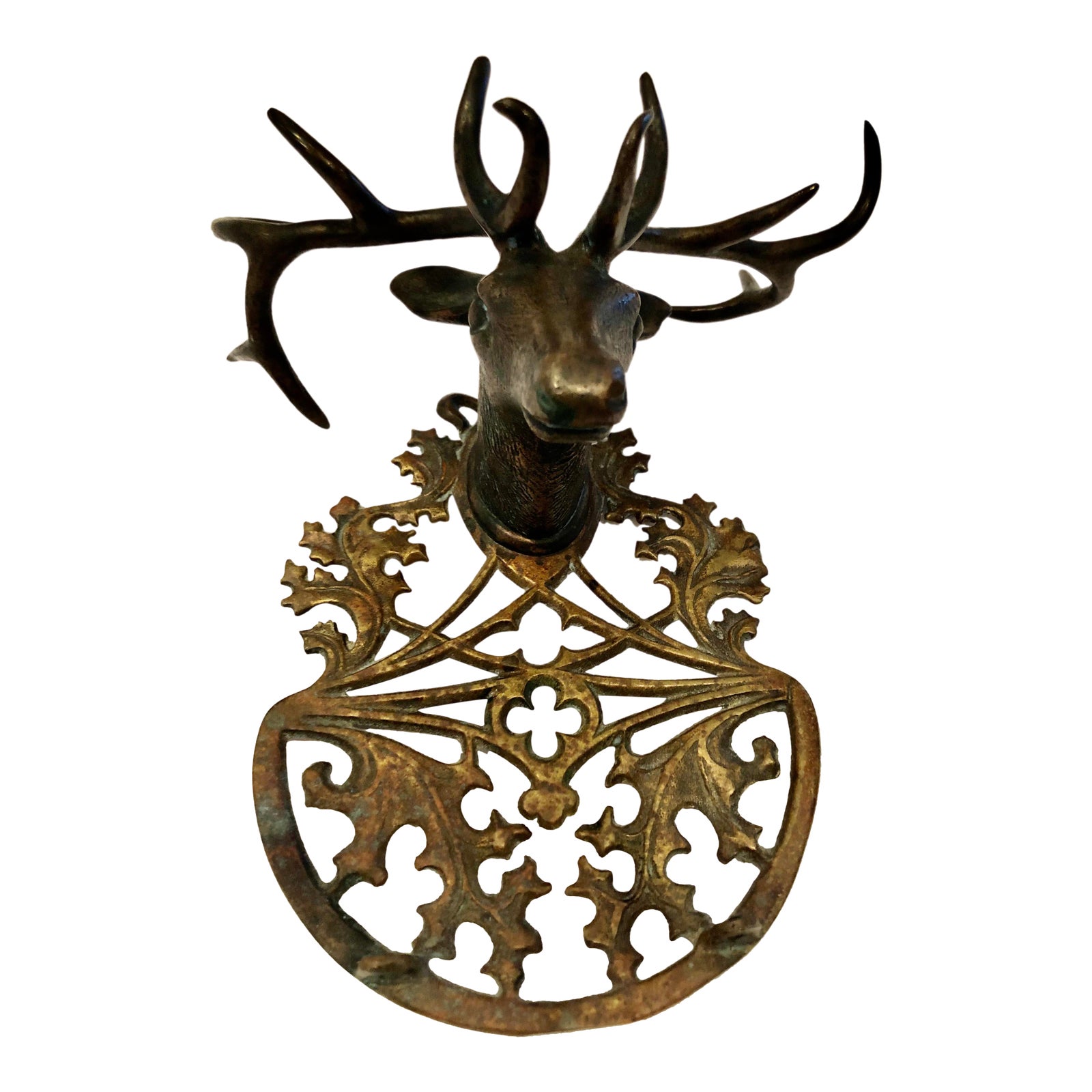 Vintage Brass Stag Head Ornament Chairish