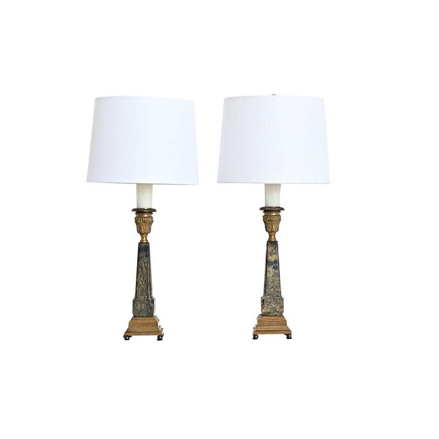 Vintage French Marble Obelisk Lamps - a Pair For Sale - Image 9 of 9