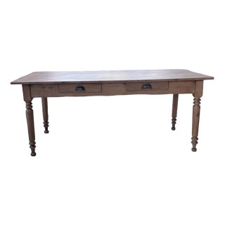 Cherrywood Farmhouse Bistro Table with Turned Legs, 1890s For Sale