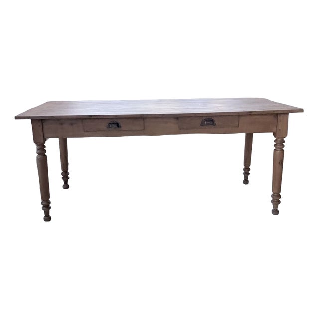 Cherrywood Farmhouse Bistro Table with Turned Legs, 1890s For Sale