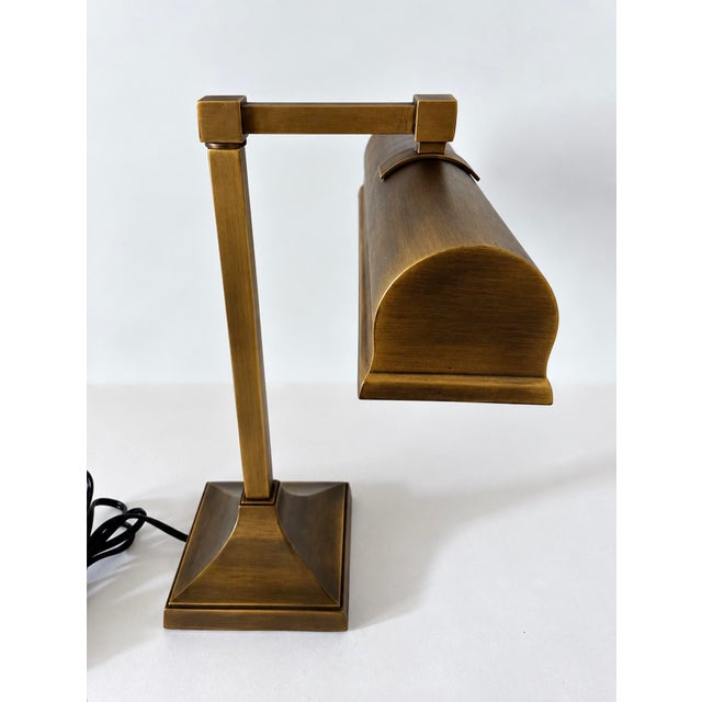 2010s Aged Brass Bankers or Library Lamp For Sale - Image 10 of 18