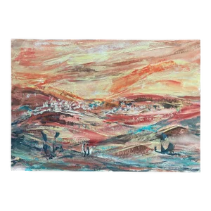 Zvi Adler, Hungarian Israeli Large Landscape Painting of Judean Hills, Jerusalem, Israel