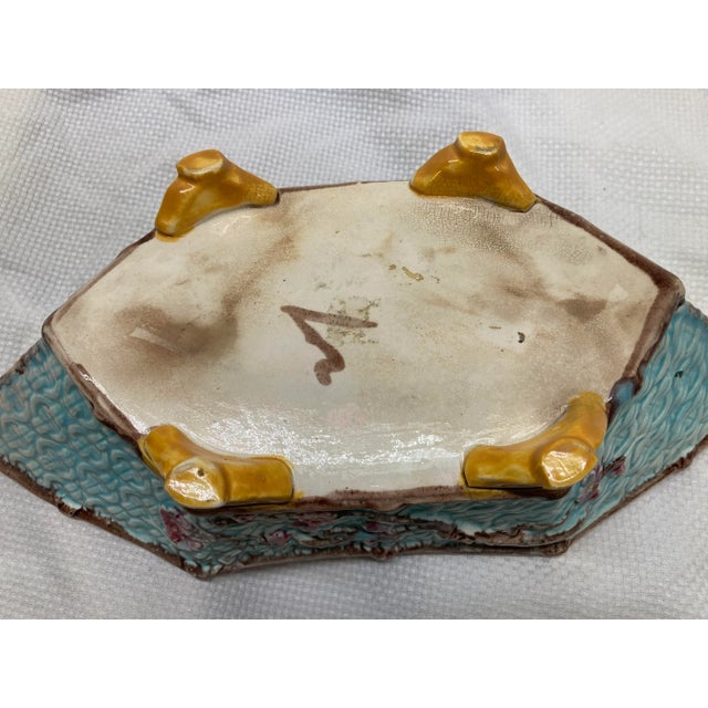 Antique Late 19th Century English Joseph Holdcraft Majolica Dogwood Basket For Sale - Image 6 of 9