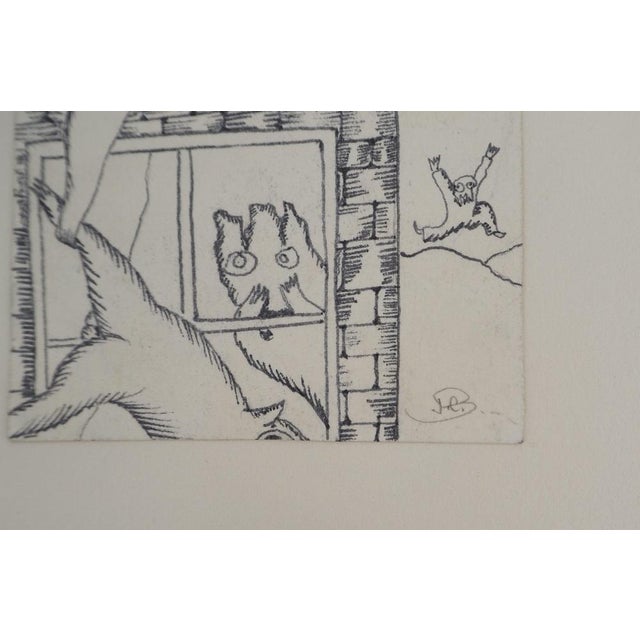 Jean-claude silbermann (1935) the fall, 1964 original ink drawing signed in pencil at the bottom on thick paper 12 x 8.5...