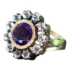 Gold and Silver Ring with Zirconias For Sale