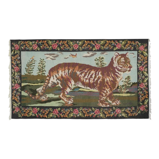 Vintage Tiger Kilim Rug - Animal Tapestry For Sale - Image 13 of 13