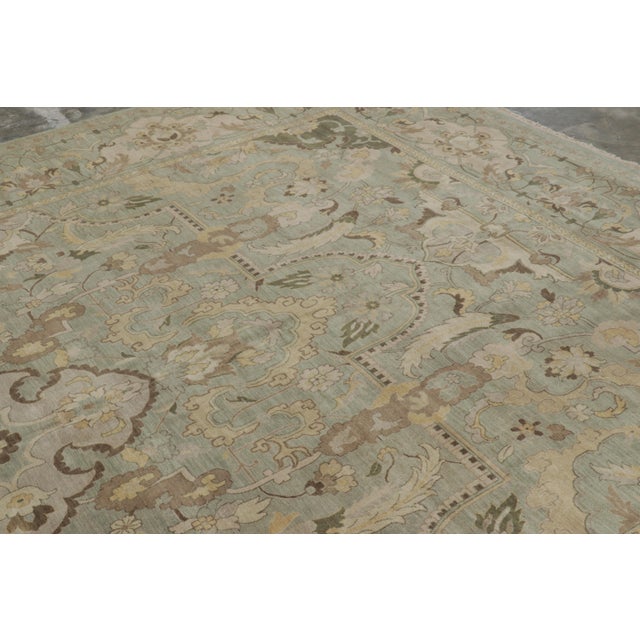 Textile Rug & Kilim’s Polonaise Style Rug in Light Green With Floral Medallions For Sale - Image 7 of 11