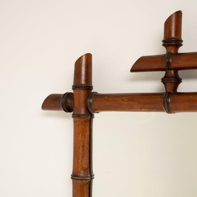 1900 - 1909 Faux Bamboo Wall Mirror, Antique, France, Circa 1900 For Sale - Image 5 of 8
