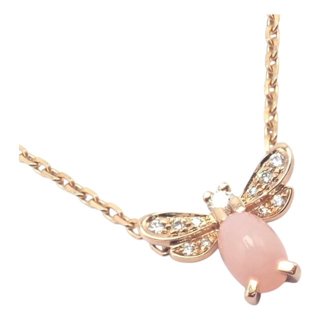 Chaumet Rose Gold Attrape-Moi Diamond Pink Opal Necklace For Sale