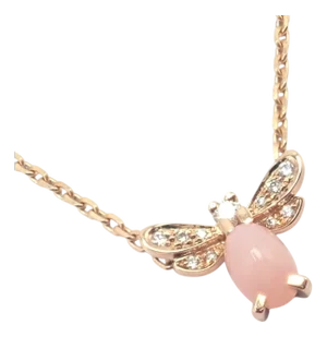 Chaumet Rose Gold Attrape-Moi Diamond Pink Opal Necklace