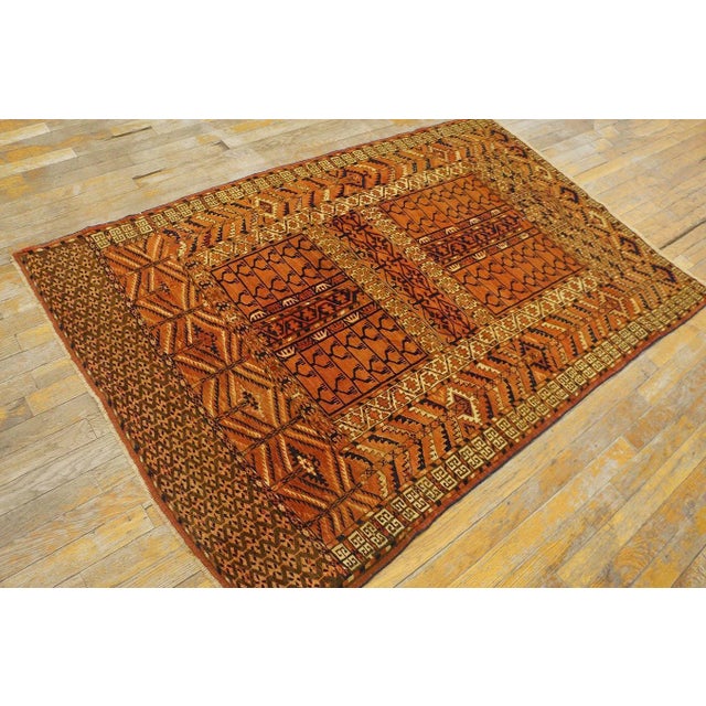 19th Century Central Asian Turkmen Tekke Engsi Carpet 3' 9" x 5' 5" - 114 x 16 Antique Turkmen – Engsi Russia Geometric...