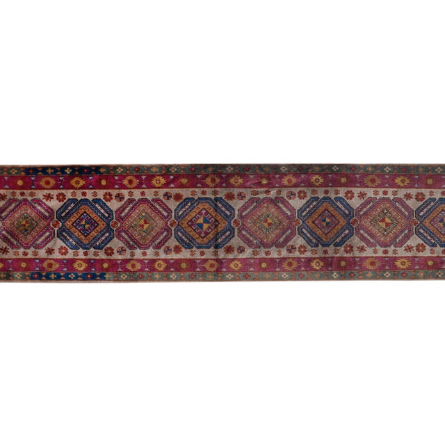 1960s 1970s Vintage Caucasian Pattern Rug 2'3'' X 10'9'' For Sale - Image 5 of 12