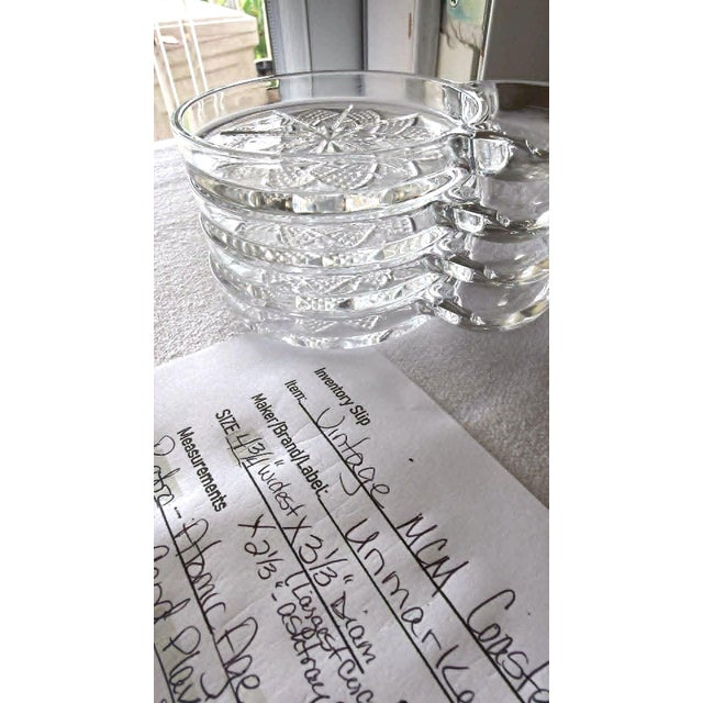 Vintage Mid-Century Modern Molded Glass Ashtray/Coaster Combo Set Atomic Starburst Multi Use - Set of 4 For Sale - Image 4 of 8