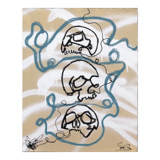 Hear See Speak - Contemporary Abstract Figurative Mixed Media Artwork on Canvas by Soren Grau For Sale