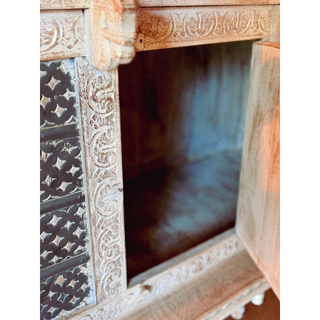 Mid-Century Indian Carved Cabinet with Horse-Head Details, 1970s For Sale - Image 3 of 8