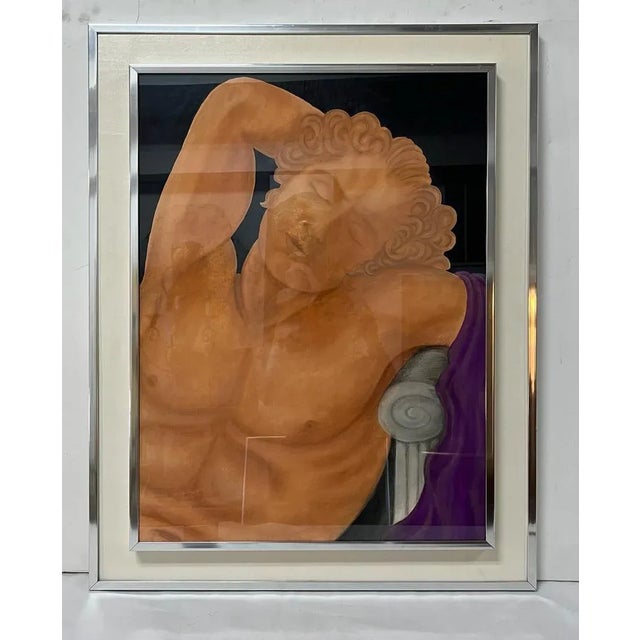 Copper Vintage Neoclasical Italian Figurative Watercolor Painting, Framed For Sale - Image 8 of 8