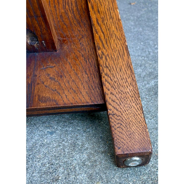 1910s Limbert Mission Oak Oval Library Table With Cut Outs Arts & Crafts For Sale - Image 11 of 12