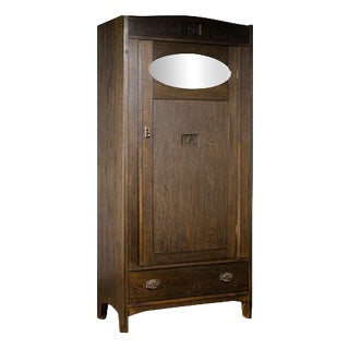 Art Nouveau Oak Cabinet For Sale