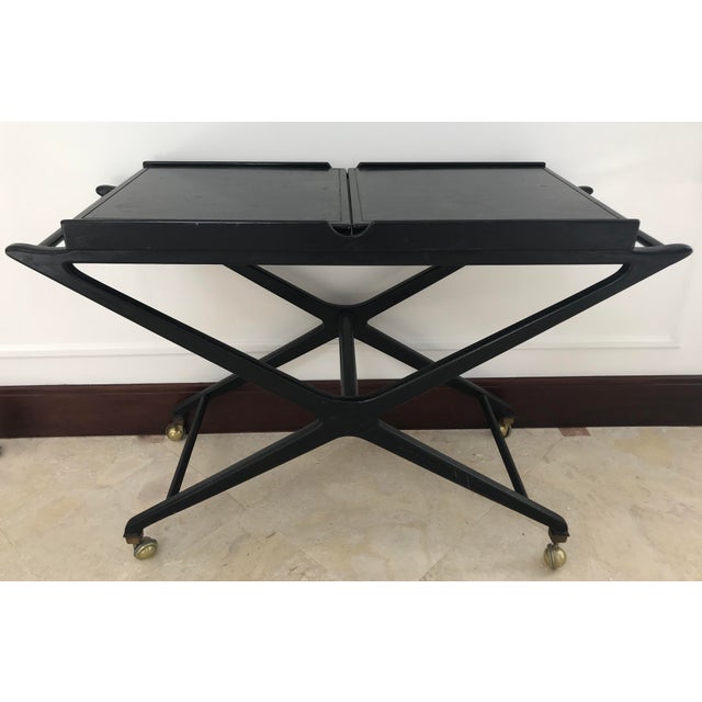 Black 1950s Mid Century Bar Cart For Sale - Image 8 of 8