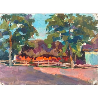 Vintage Ukrainian Impressionist Oil Painting, Rural Landscape, 1960s 16-23 For Sale