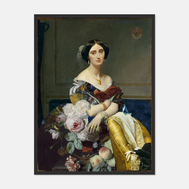 Lara Fowler Floral Dress by Lara Fowler in Black Frame, Medium Art Print For Sale - Image 4 of 4