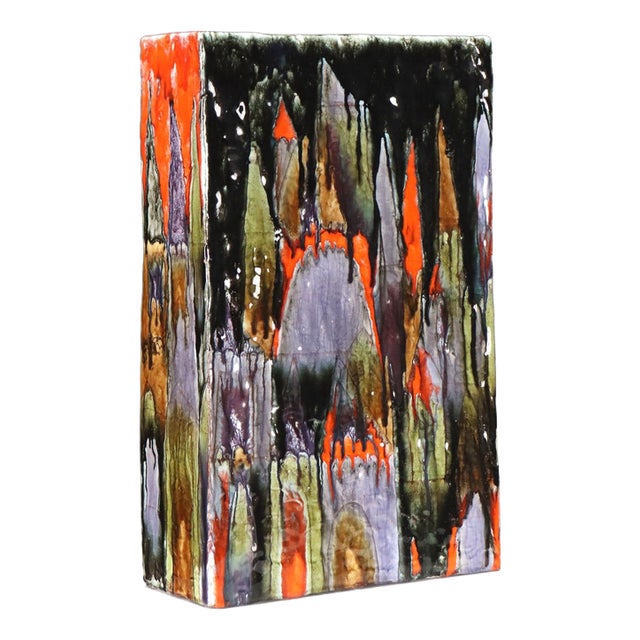Enamel Decorated Ceramic Vase by Elio Schiavon For Sale