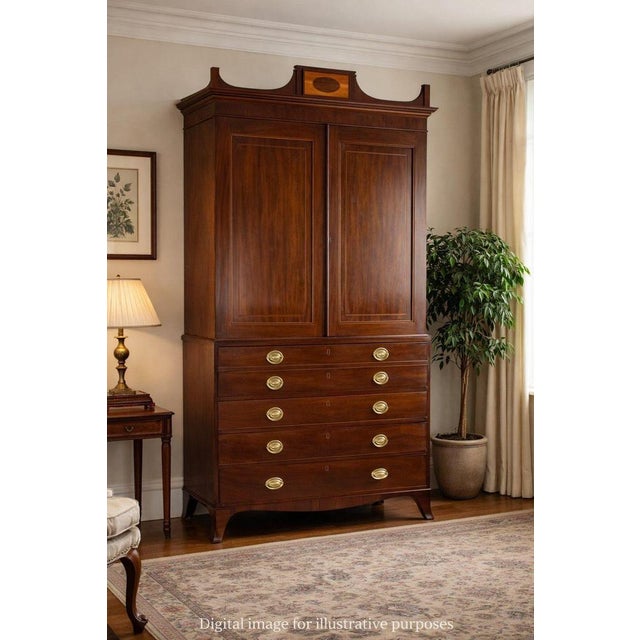 Wood Antique George III Mahogany Secretaire, 1800 For Sale - Image 7 of 8