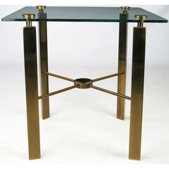 Mid-Century Modern Postmodern Brass and Glass End Table For Sale - Image 3 of 8