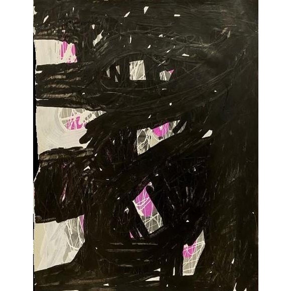"The Roads I See #6" Abstract Painting on Paper by Ben Junta For Sale