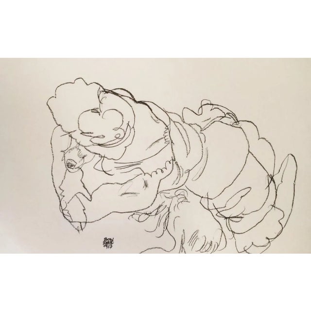 Edith Schiele mit Hund Lord - Original Lithograph After Egon Schiele 1990 For Sale