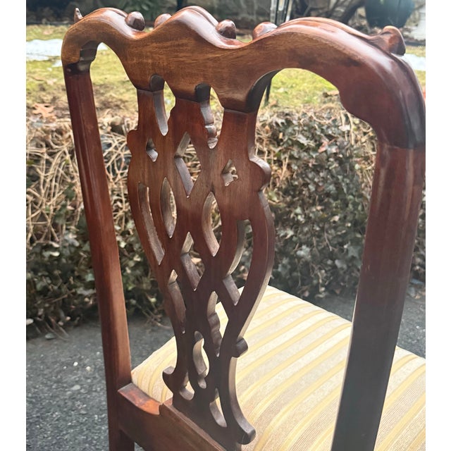 English Chippendale Style Carved Mahogany Ball & Claw Dining Side Chairs - Pair For Sale - Image 9 of 12